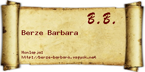 Berze Barbara névjegykártya
